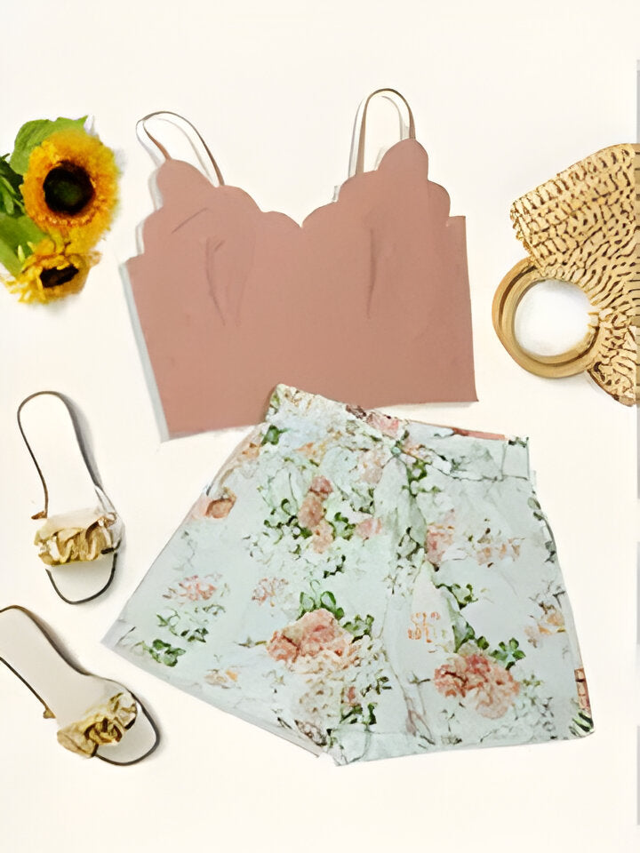 Abishai | Elegantes zweiteiliges Set mit Blumenmuster für Frauen