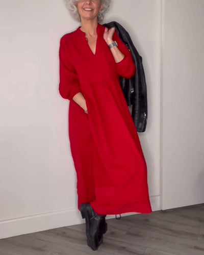 Tina - Elegantes langes Taschenkleid