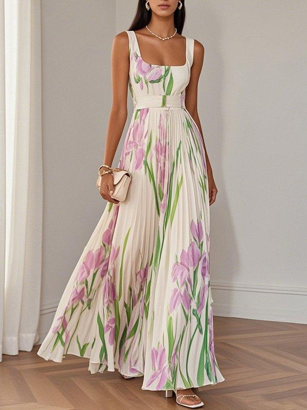 Sophie™ | Luxuriöses plissiertes Maxikleid mit Blumenmuster