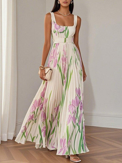 Sophie™ | Luxuriöses plissiertes Maxikleid mit Blumenmuster