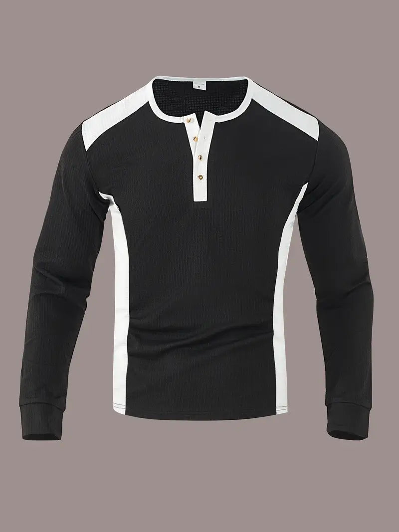 Kyran – Langärmliges Henley Hemd Mit Waffelmuster
