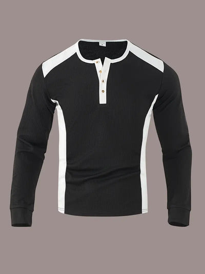 Kyran – Langärmliges Henley Hemd Mit Waffelmuster