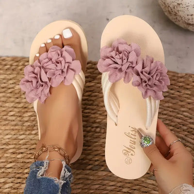 Layla - Lässige Damen-Flip-Flops mit Blumenstickerei