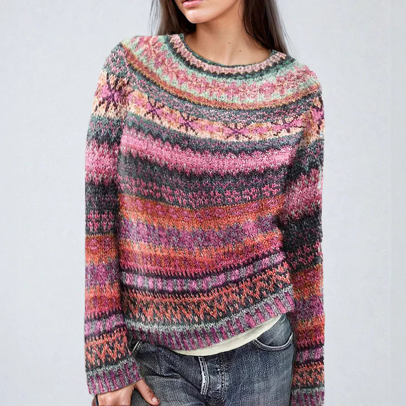 Aria | Bunt gestreift Bequemer Pullover für Frauen