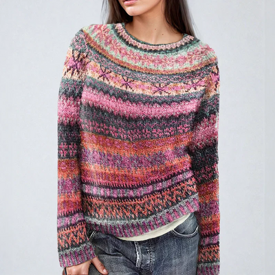 Aria | Bunt gestreift Bequemer Pullover für Frauen