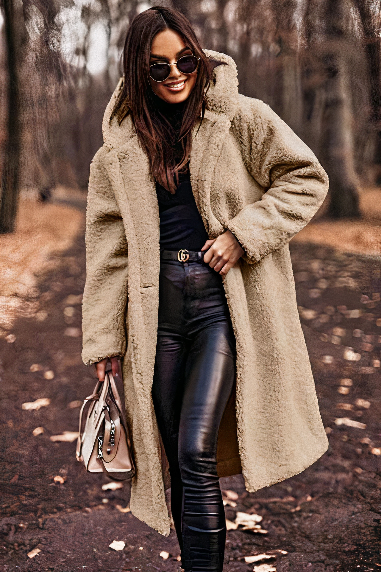 Damen bequemer Mantel mit Kapuze | Teddy