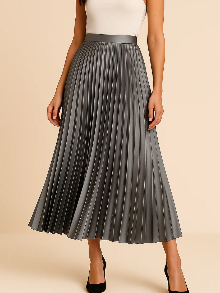 Damen eleganter Midirock mit hoher Taille | Lang