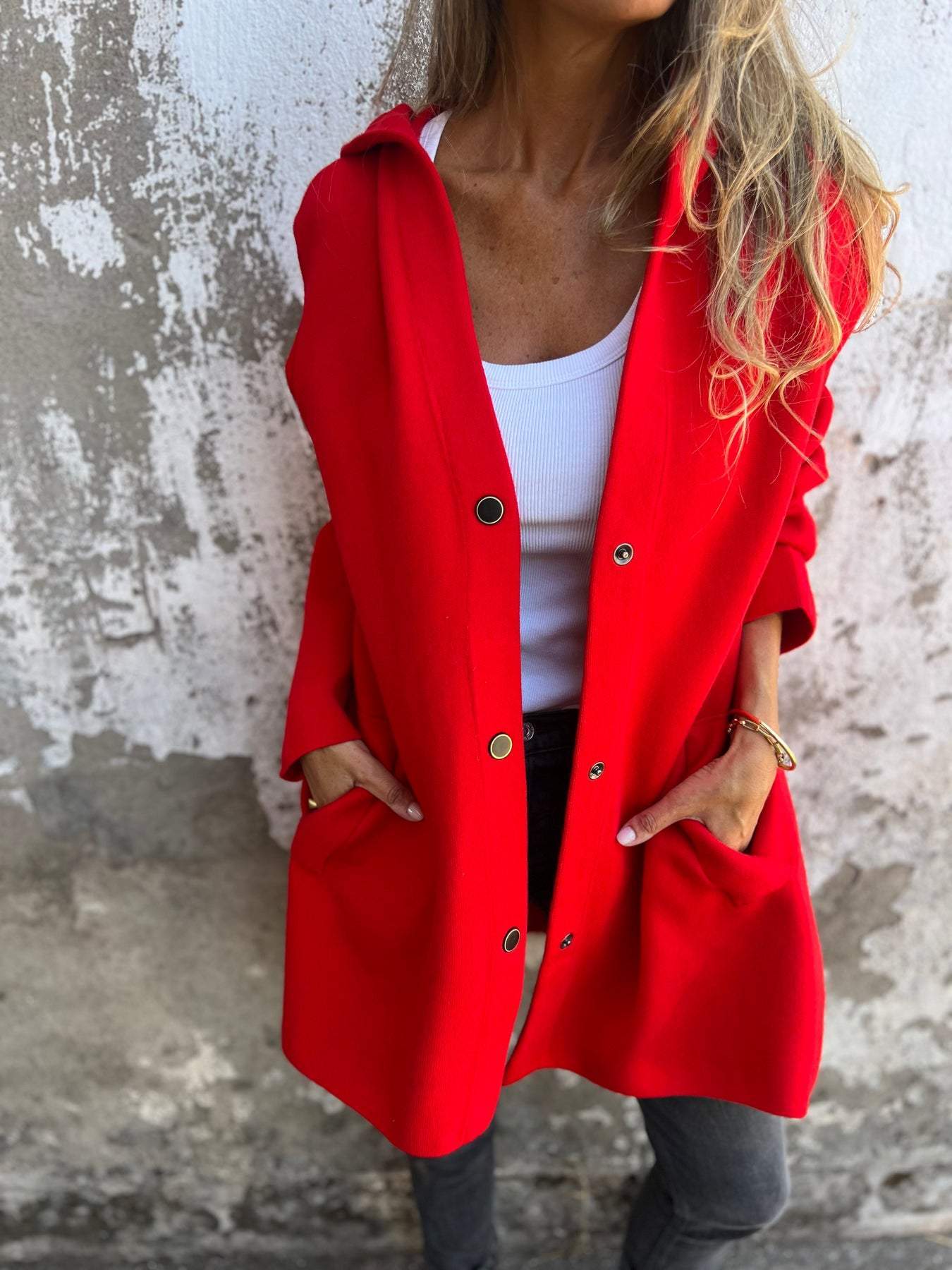 Hanneke™ | Sommerblazer mit Knöpfen und Kapuze