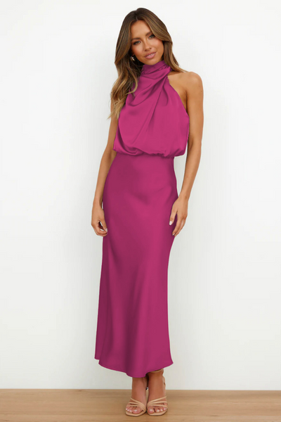 Desislava | Elegantes Midikleid mit asymmetrischem Rundhalsausschnitt