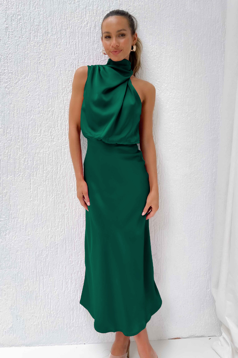 Desislava | Elegantes Midikleid mit asymmetrischem Rundhalsausschnitt