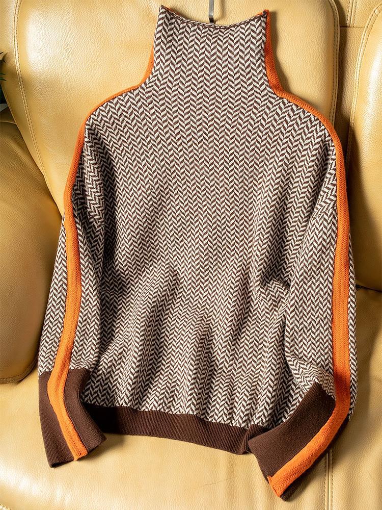 Elina™ | Pullover mit Stehkragen & markanten Kontraststreifen