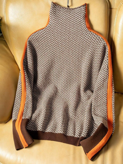 Elina™ | Pullover mit Stehkragen & markanten Kontraststreifen