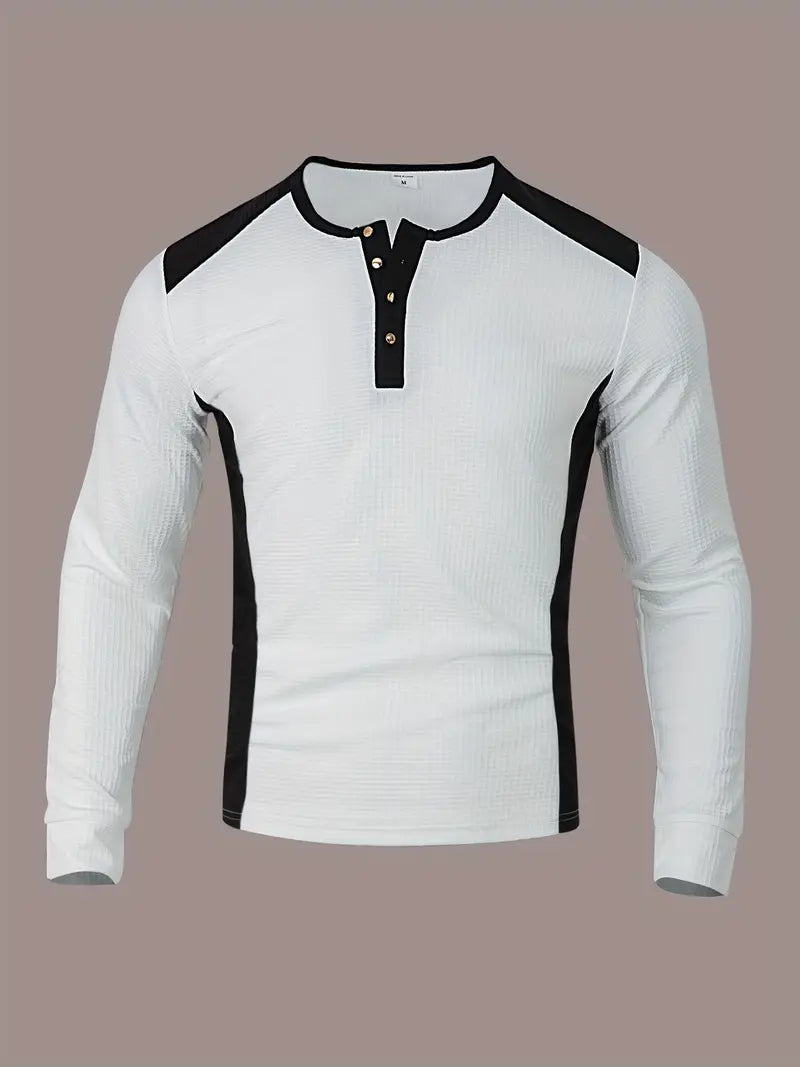 Kyran – Langärmliges Henley Hemd Mit Waffelmuster