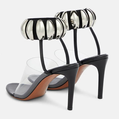 Maisie | Klare High Heels Sandalen mit Perlen für Frauen