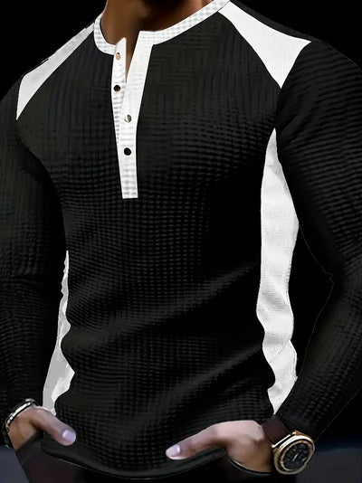 Kyran – Langärmliges Henley Hemd Mit Waffelmuster