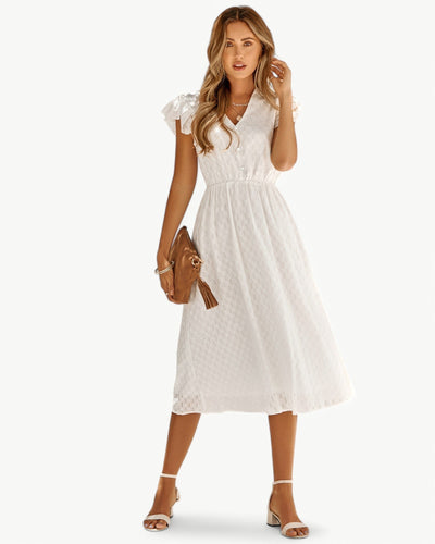 Lara™ | Kleid mit V-Ausschnitt und Rüschenärmeln