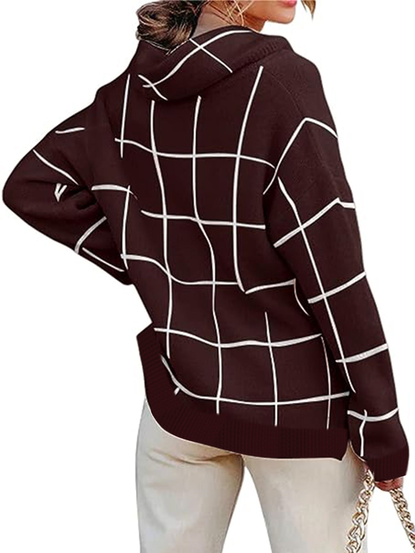 Rollkragenpullover mit Karomuster Pullover mit gestricktem Oberteil