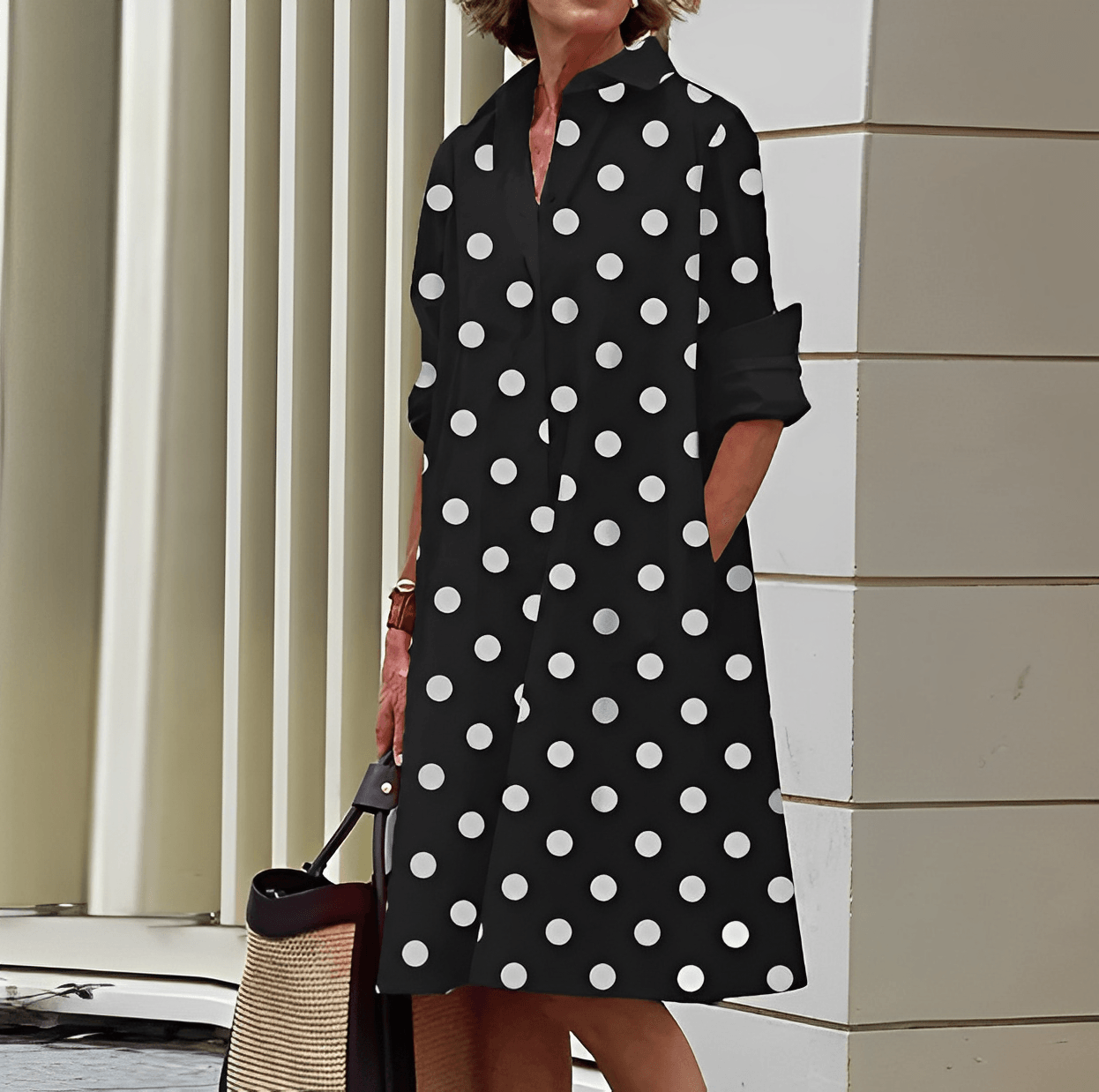 Micaela | Hemdkleid mit Umlegekragen und Dreiviertel-Ärmeln