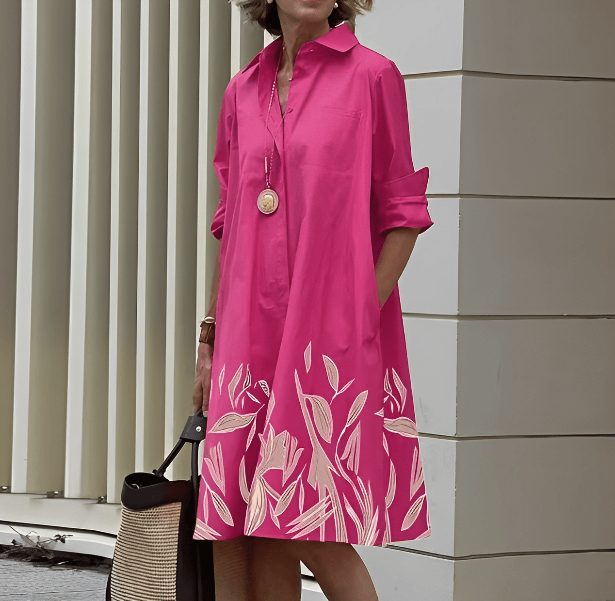 Micaela | Hemdkleid mit Umlegekragen und Dreiviertel-Ärmeln