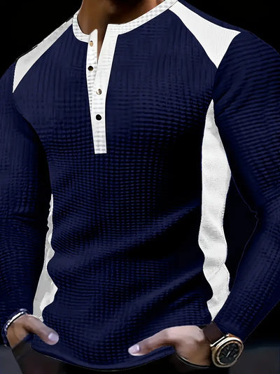 Kyran – Langärmliges Henley Hemd Mit Waffelmuster