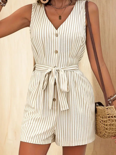 Eleanor | Elegantes lässiges gestreiftes Tanktop Damen Overall