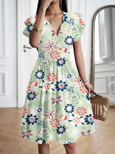 Noelia - Geblümtes Midikleid mit Flatterärmeln