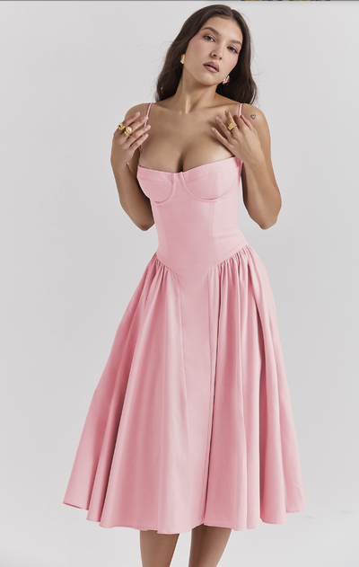 Nina - Ärmelloses Korsett-Midikleid