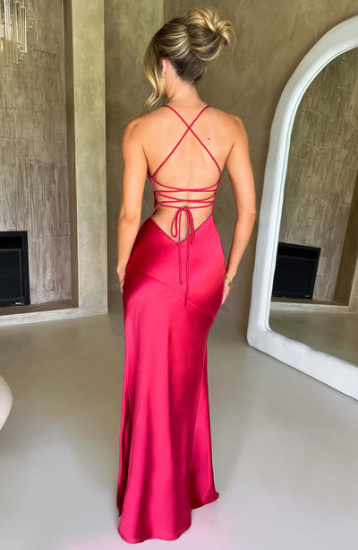 Natalie - Satiniertes Maxikleid