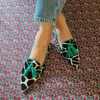 Chloe - Damen Loafer mit Animal-Print und pinken Quasten