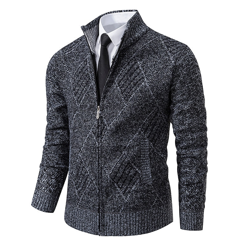 Alder Modehaus - Stylischer Zipper-Strickpullover für Herren