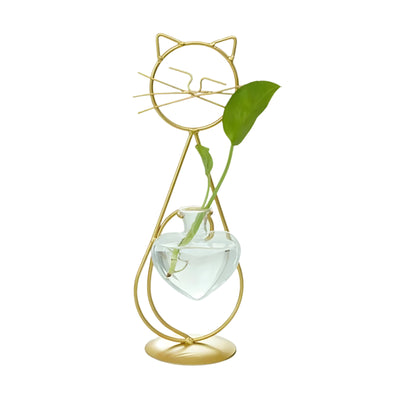 FelineBloom – Herzförmiger Glas-Pflanzkasten mit katzeninspiriertem Halter