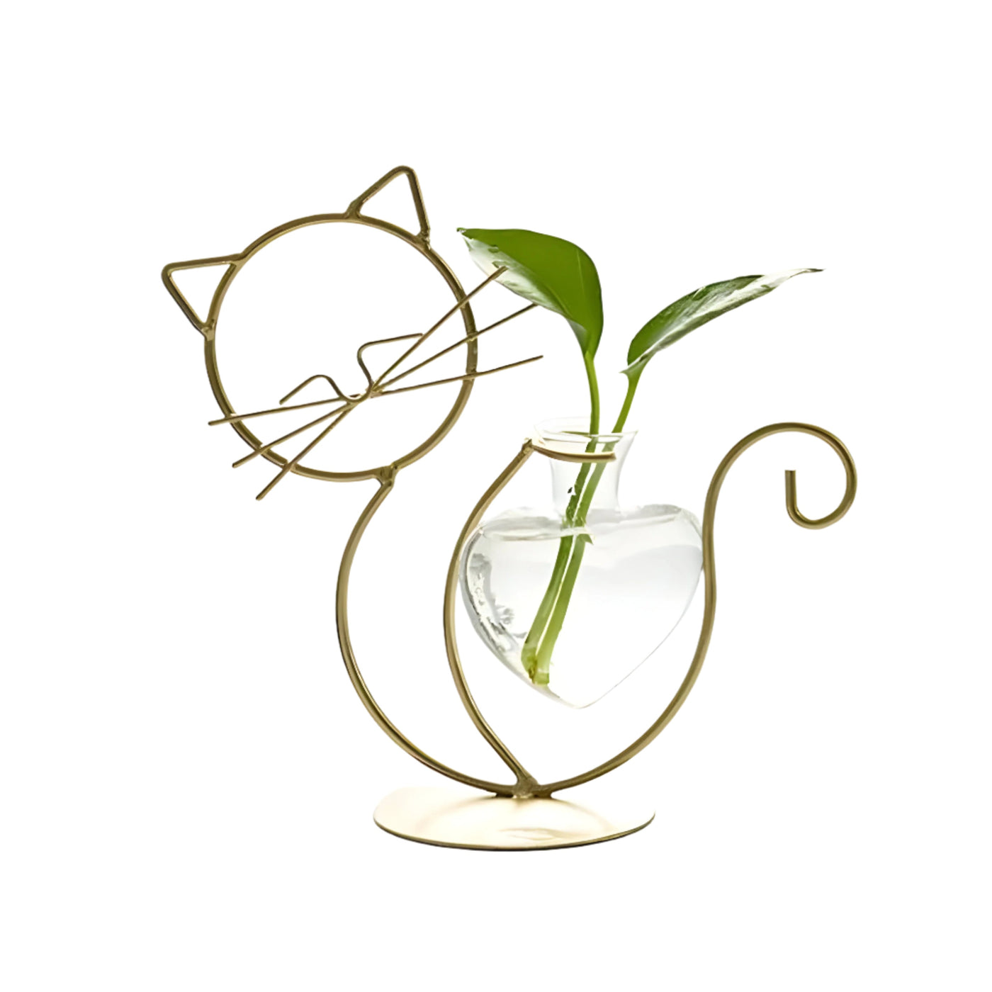 FelineBloom – Herzförmiger Glas-Pflanzkasten mit katzeninspiriertem Halter