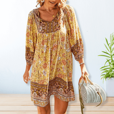 Phoebe | Boho Kleid mit Druck und fließendem Schnitt für Frauen