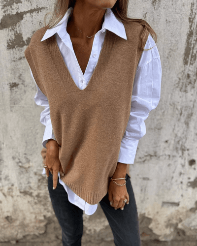 Violaine – Gestrickte ärmellose Strickjacke