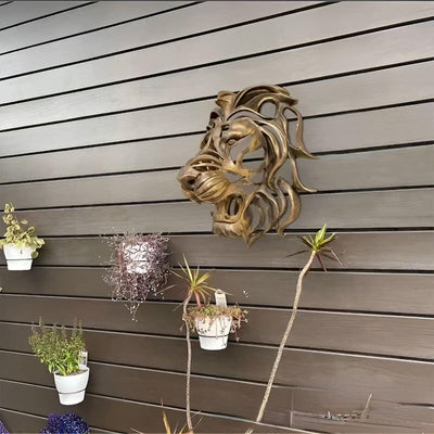 RegalRoar – Exquisite vergoldete Löwenkopfwandskulptur