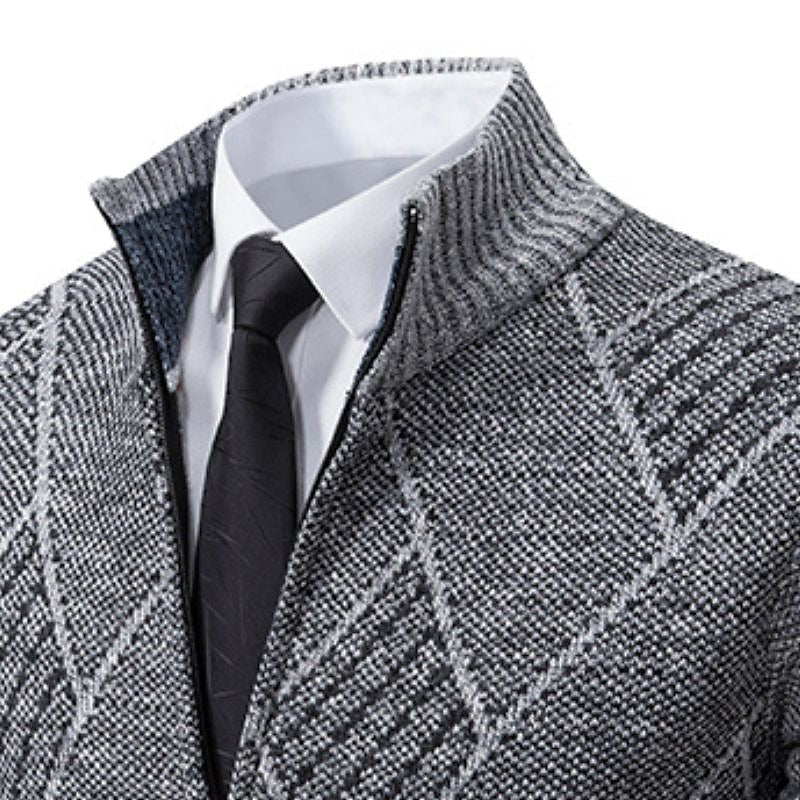 Alder Modehaus - Stylischer Zipper-Strickpullover für Herren