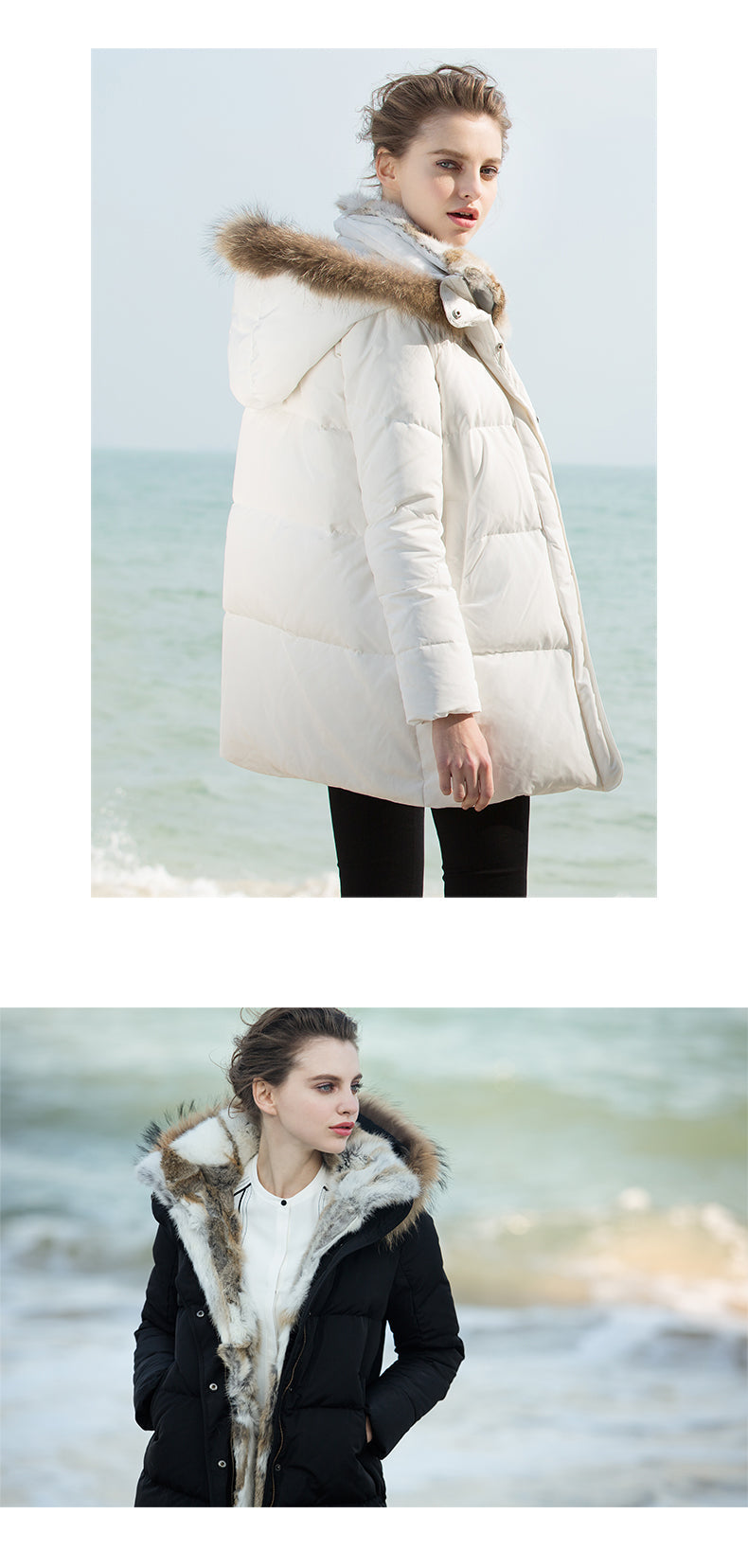 Elegante, maßgeschneiderte, luxuriöse Daunenjacke für Damen