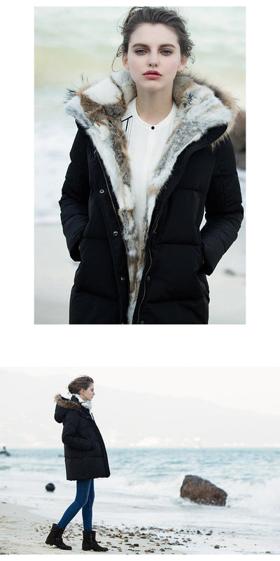 Elegante, maßgeschneiderte, luxuriöse Daunenjacke für Damen