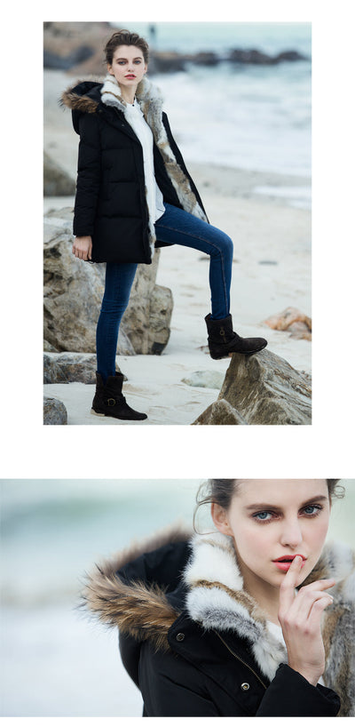 Elegante, maßgeschneiderte, luxuriöse Daunenjacke für Damen