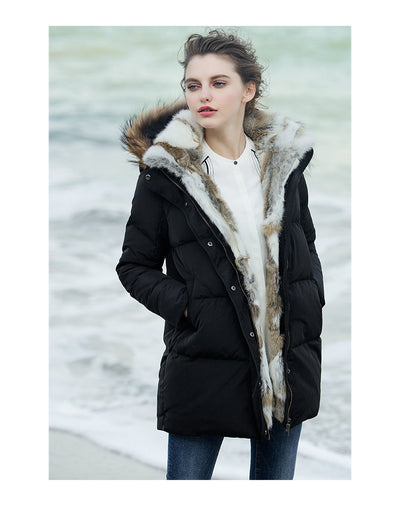 Elegante, maßgeschneiderte, luxuriöse Daunenjacke für Damen