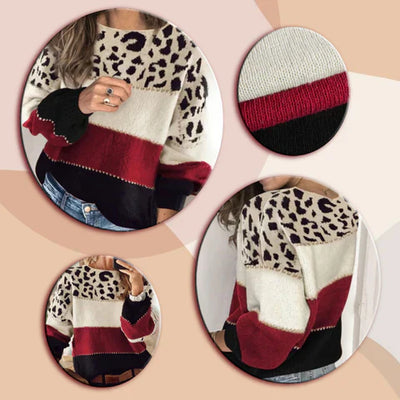 Solveig | Eleganter Damenpullover mit Leopardenmuster