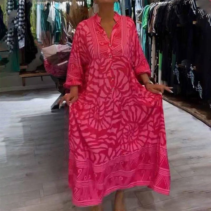 GISILA - LANGES LOCKERES KLEID MIT MUSTER