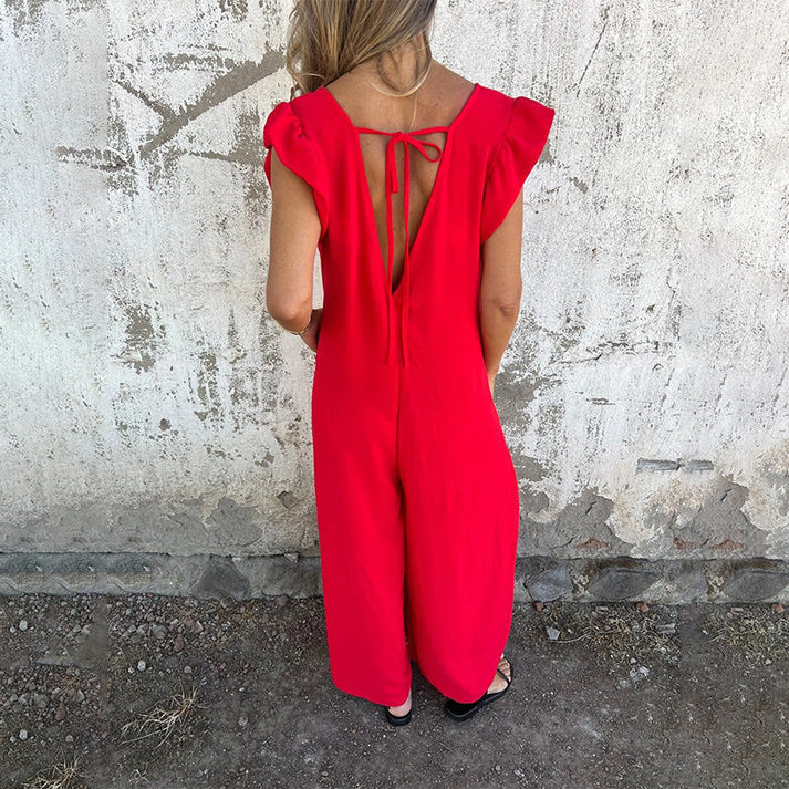MARINA - JUMPSUIT MIT V-AUSSCHNITT