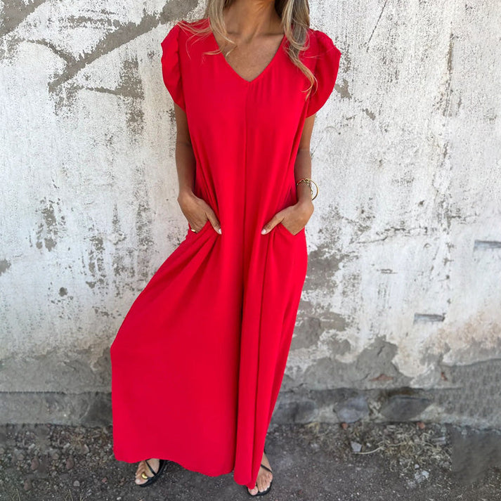 MARINA - JUMPSUIT MIT V-AUSSCHNITT