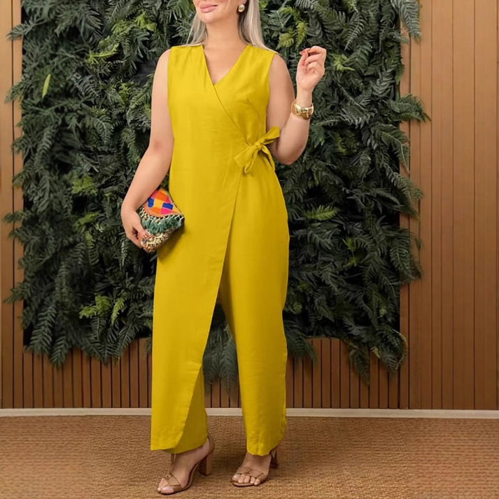 AIMEE - ÄRMELLOSER WICKEL-JUMPSUIT MIT SCHLEIFE