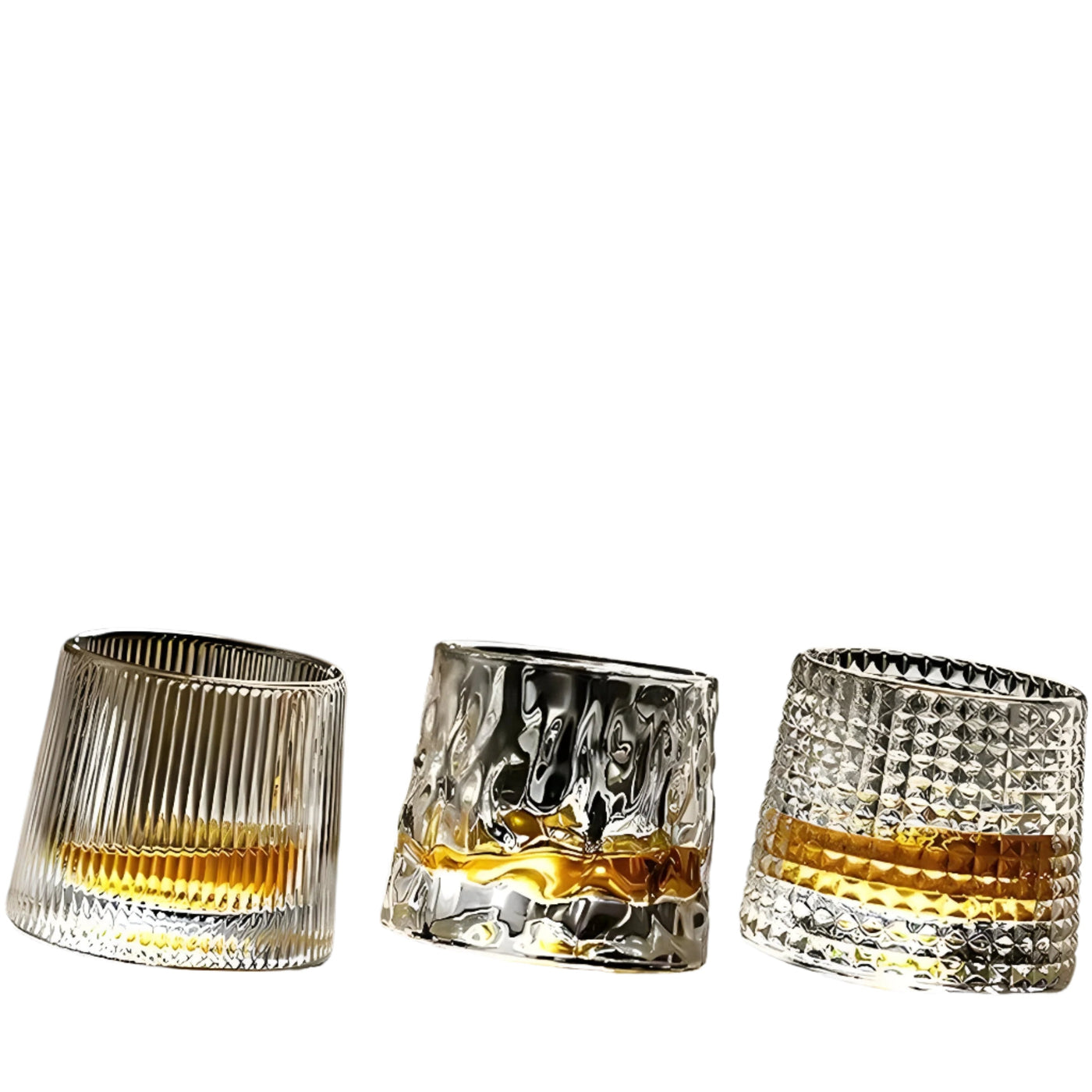 SwirlSip – Drehbares, texturiertes Whiskyglas mit auffällig geripptem Design