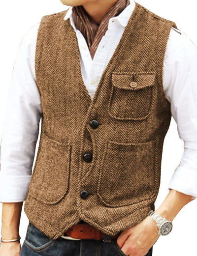 Timoleon | Stilvolle ärmellose Vintage-Tweed-Weste für Männer