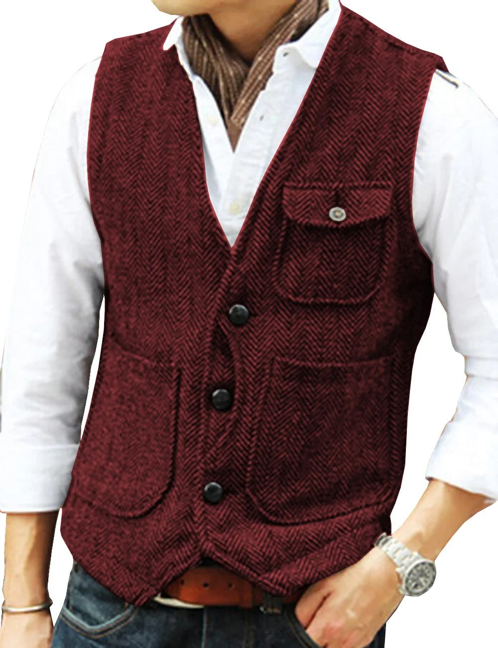 Timoleon | Stilvolle ärmellose Vintage-Tweed-Weste für Männer