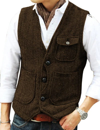 Timoleon | Stilvolle ärmellose Vintage-Tweed-Weste für Männer