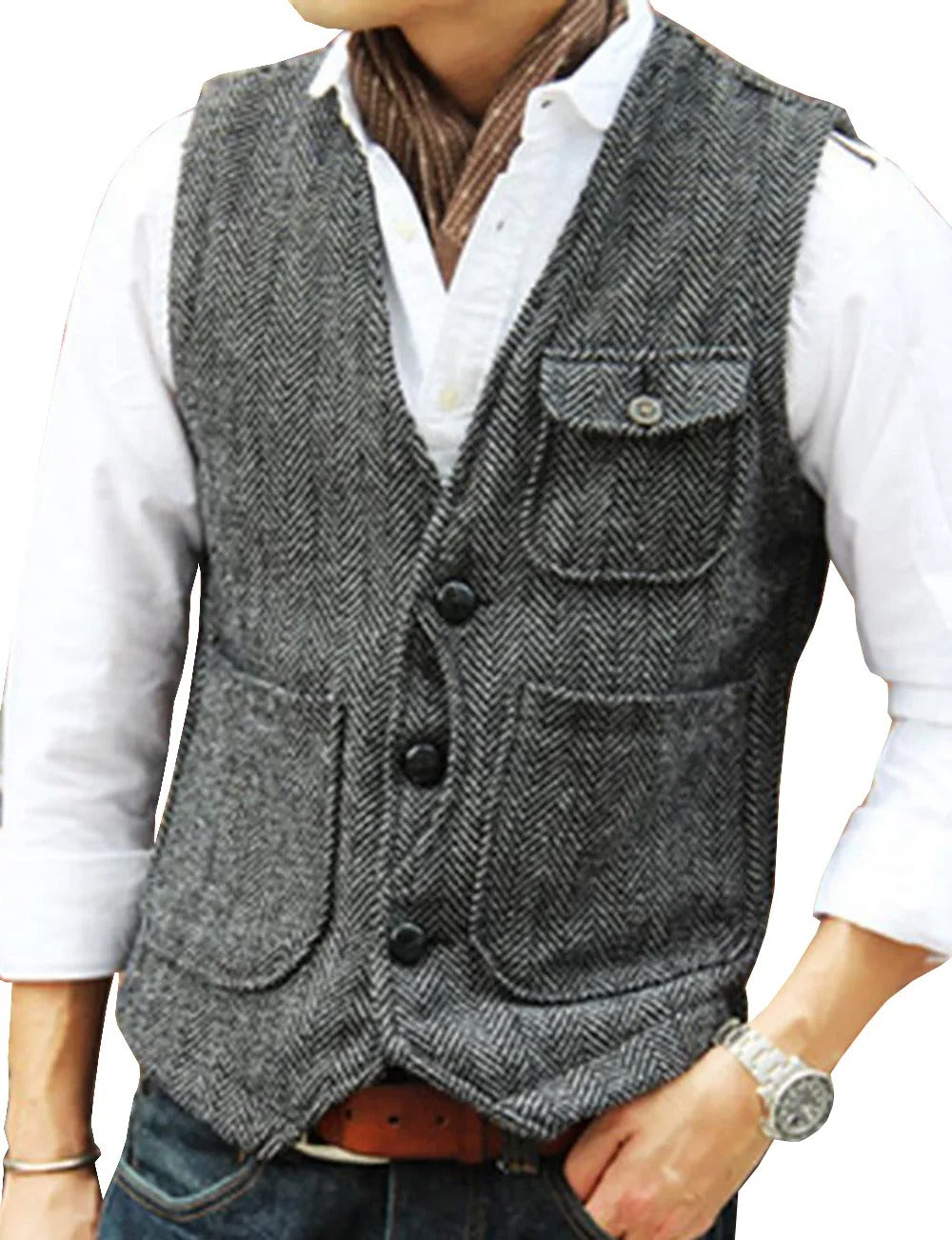 Timoleon | Stilvolle ärmellose Vintage-Tweed-Weste für Männer